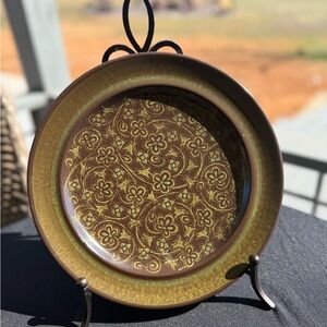 SET OF 4-VINTAGE FRANCISCAN MADEIRA GREEN BROWN 10 1/2” PLATES